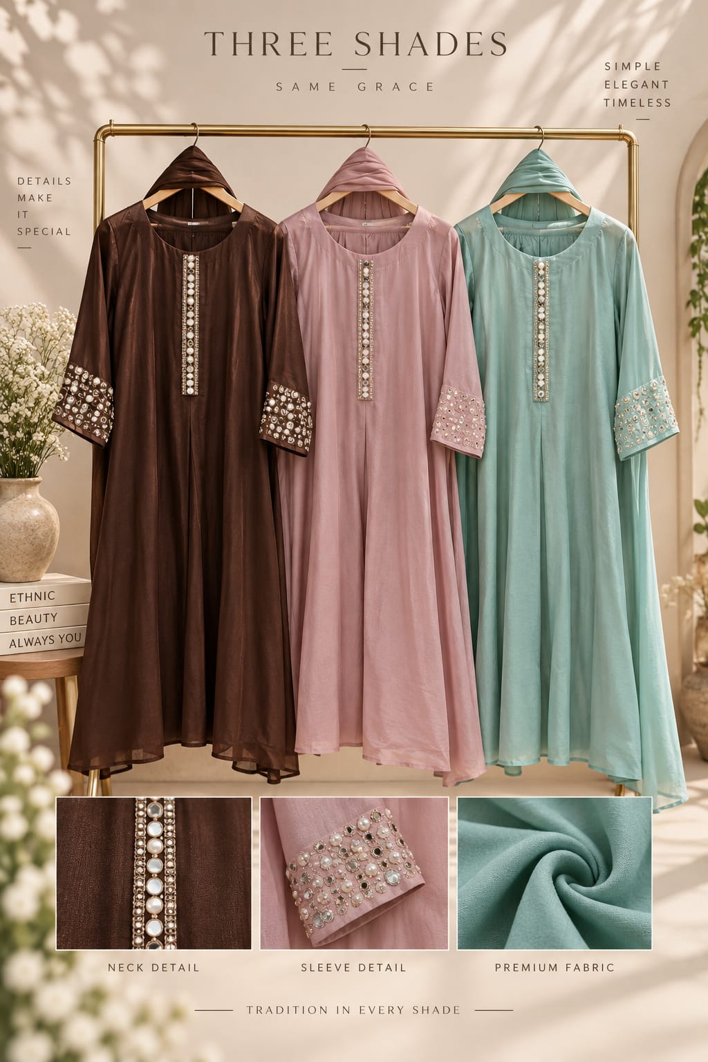 Elegant Seesha Work Over Sleeve & Neckline Surat Mul-Chanderi Panel Anarkali Full Suit Set With Dupatta- 16371