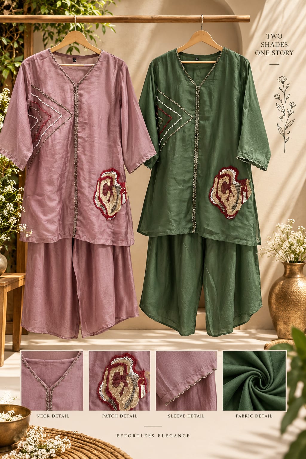 Cut-Dana With Sequin Engrossed Stylish Pure Organza Co-Ord Set With Loose Palazzo Bottom- 16375