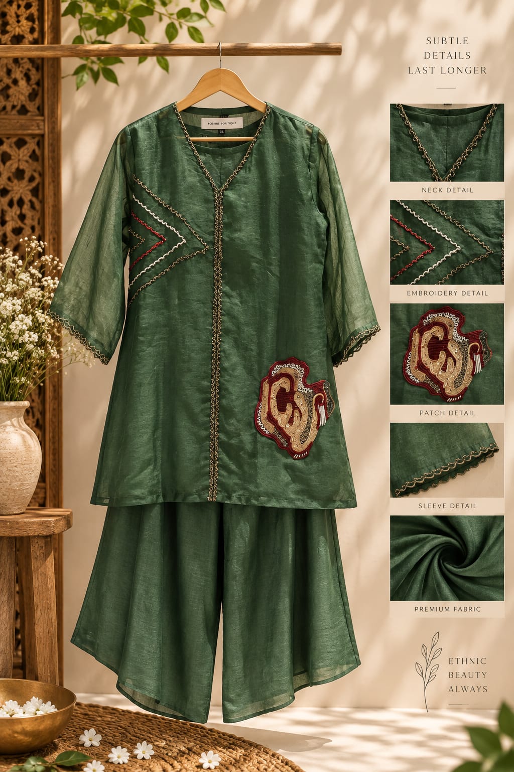 Cut-Dana With Sequin Engrossed Stylish Pure Organza Co-Ord Set With Loose Palazzo Bottom- 16375