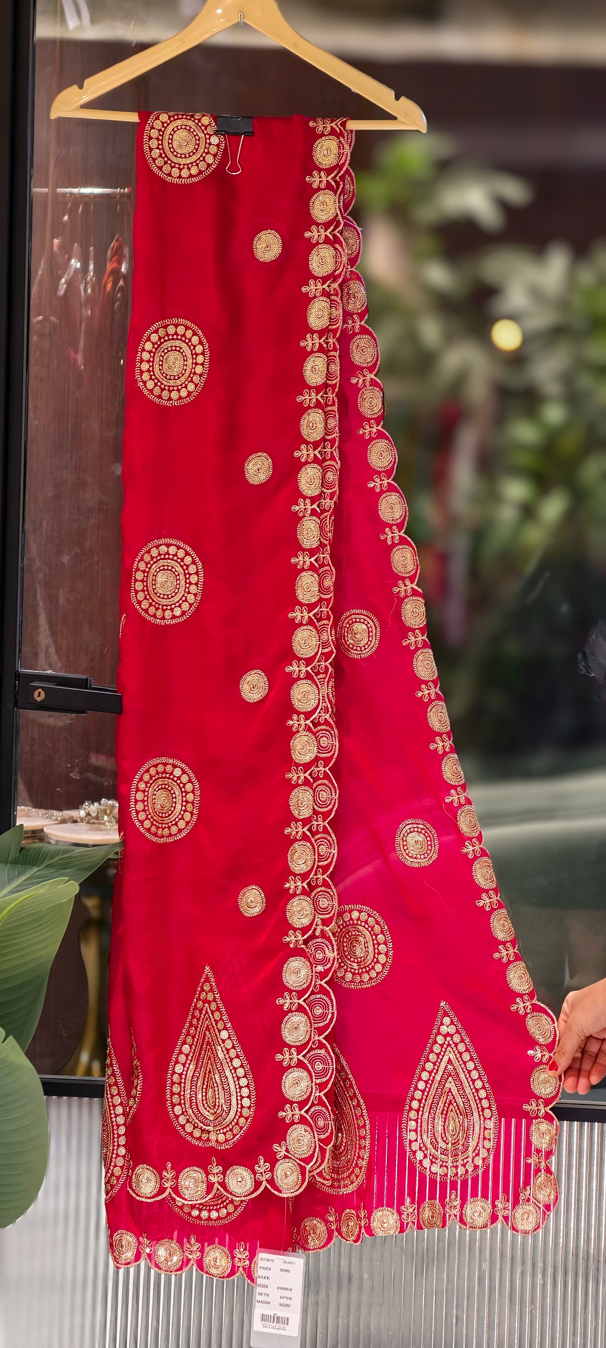 Bright Dupatta with Traditional Circular & Paisley Motif Embroidery- 16392