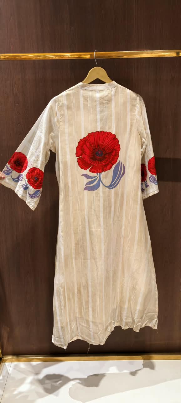 Floral Digital Print Pleated Button Down A-Line Cotton Kurta Pant Set- 16364