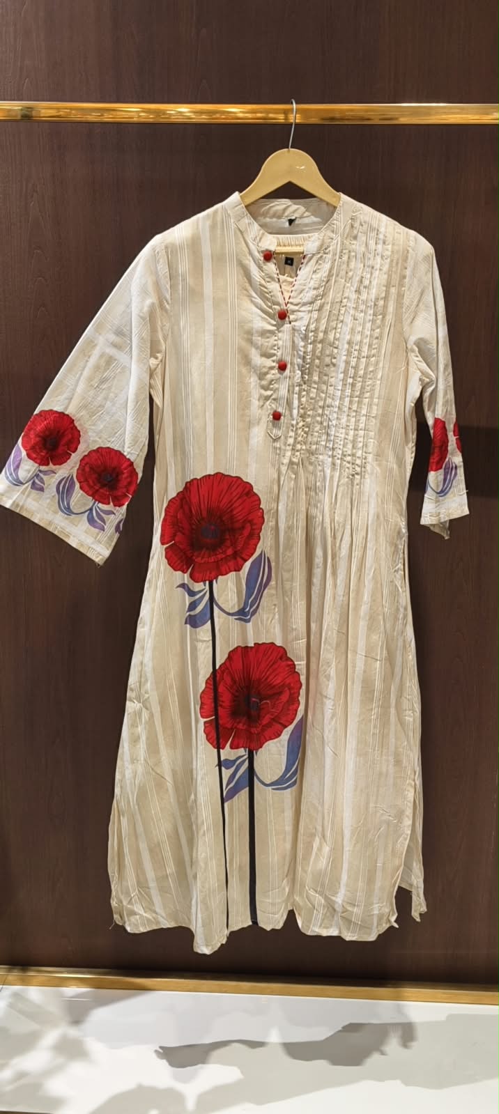 Floral Digital Print Pleated Button Down A-Line Cotton Kurta Pant Set- 16364