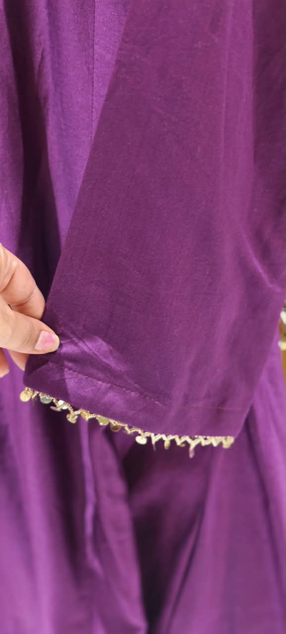 Subtle Mango Booti With Coin Motifs Side Panel Short Length Kurta With Contrasted Bottom Indo-Wear- 16435