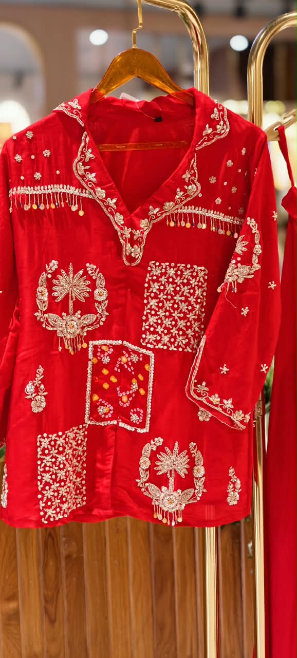 Traditional Bandhani Prints With Intricate Embroidery Highlights Vibrant Co-Ord Set- 16245