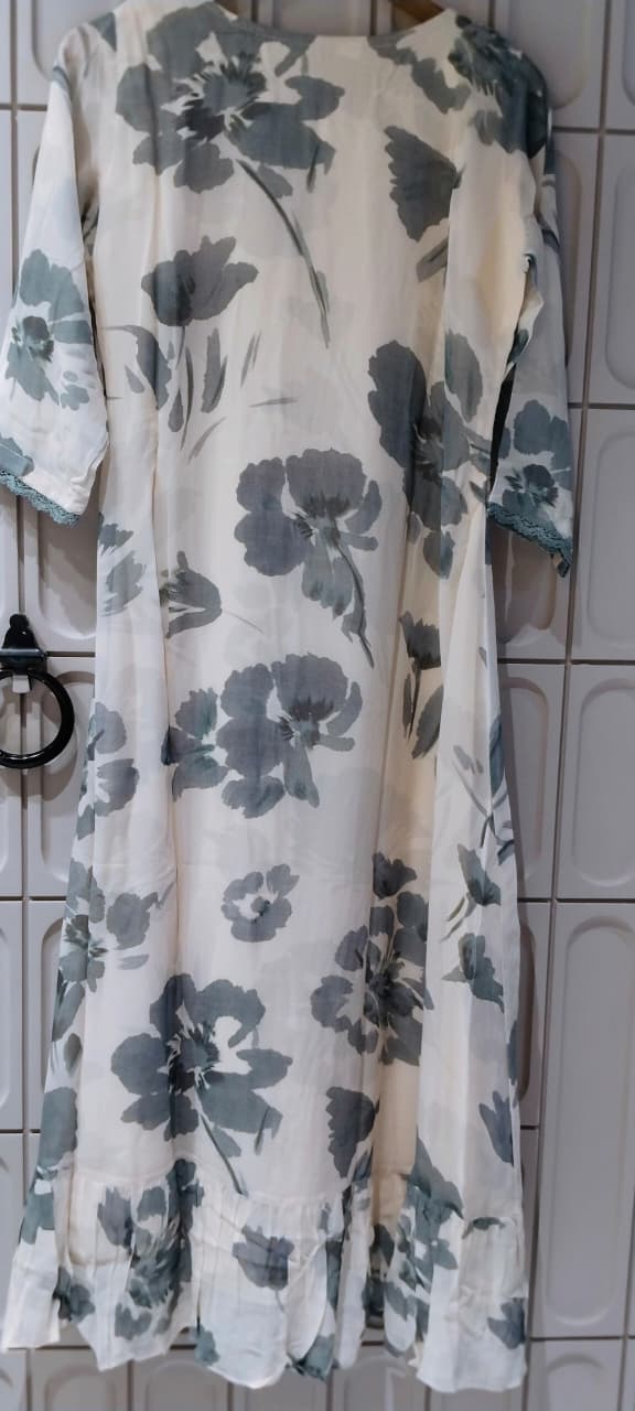 Pure Georgette Graceful Floral Print Cut-Dana 3D Embroidered Yoke Frock- 16474, 16478