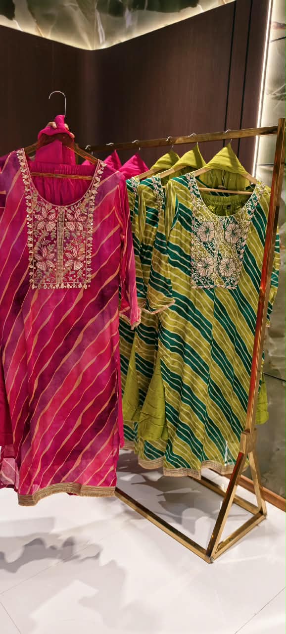 Leheriya Grace Floral Intricate Embroidered Boxed Yoke Chinon Full Suit Set With Dupatta- 16455