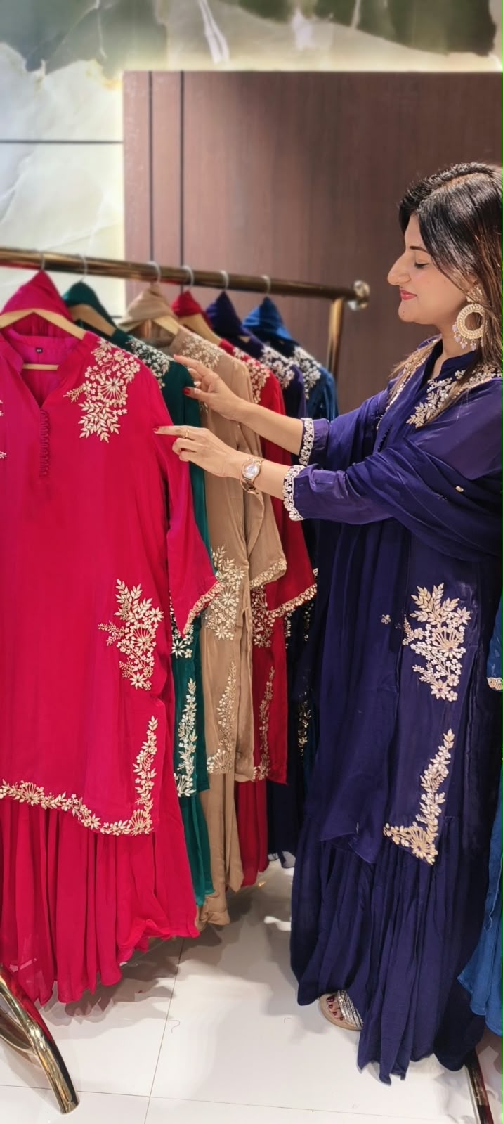 Butter Shine Crepe Delicate Embroidery Solid Shade Crepe Full Suit Set With Sharara Bottom & Dupatta- 16488