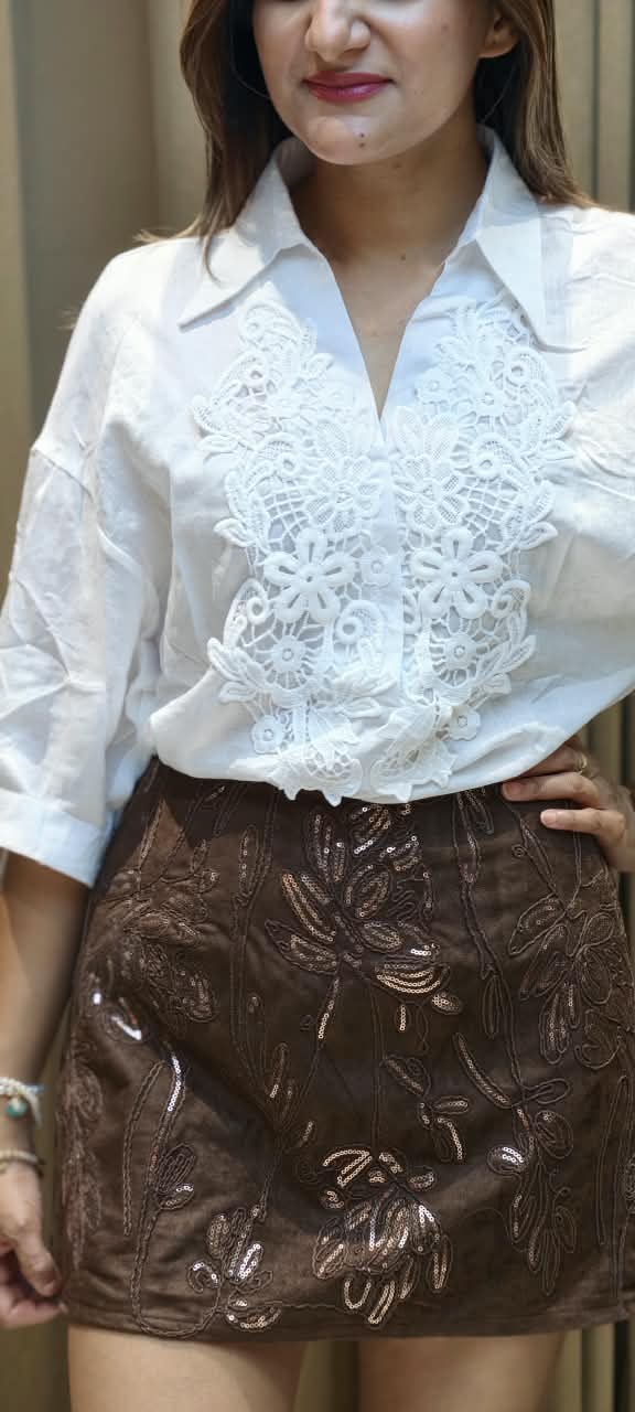 Shimmer Sequin Glamrous Bold Look Imported Mini Skirt-