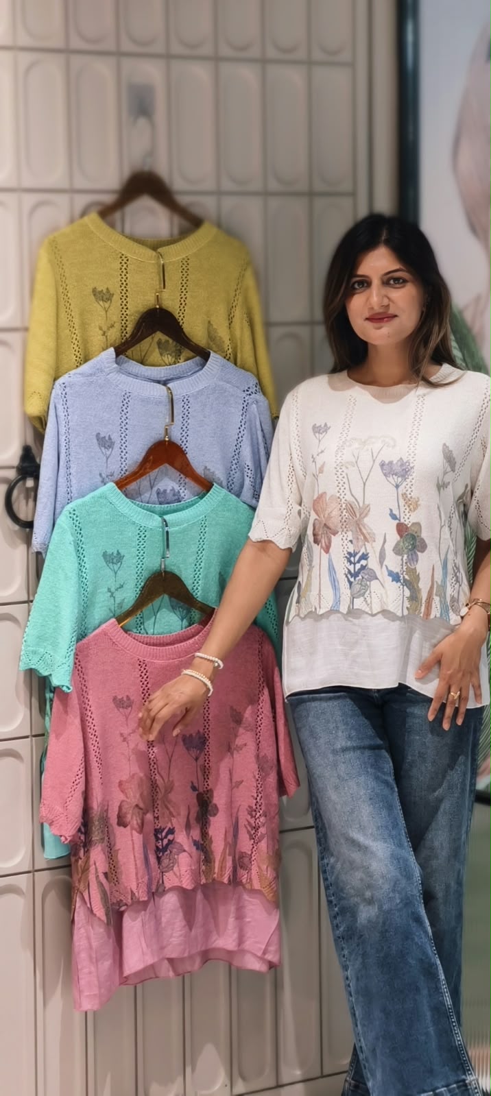 Floral Gardenia Layered Style Outer With Full Base Stretchable Imported Top- 16162