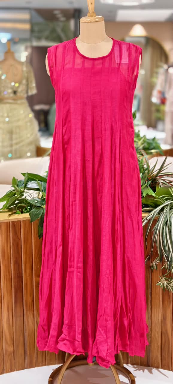 Pure Chanderi Vibrant Tone Ombre Shades Dangle Accent Matching Floral Patch Bustier With Outer Panel Gown Bottom & Dupatta - 16419
