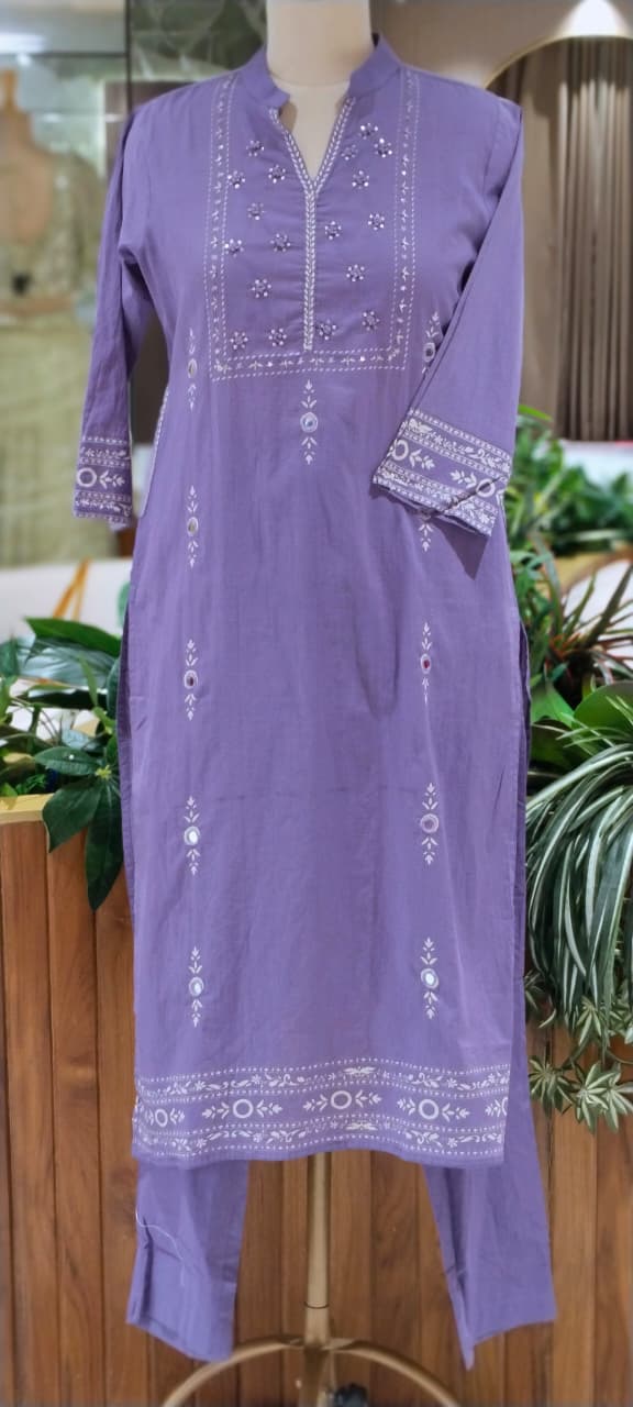 Bandhej Elegance Minor Intricate Embroidery Work Soft Cotton Straight Full Suit Set With Dupatta- 16520 Slightly Lean Fit