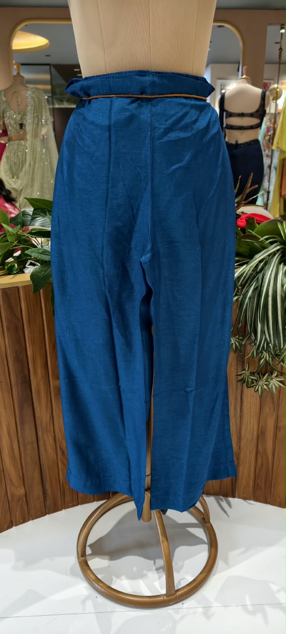 Dark Ombre Shade Pin Tucks Work Over Shoulder Kurta Pant Set- 16136
