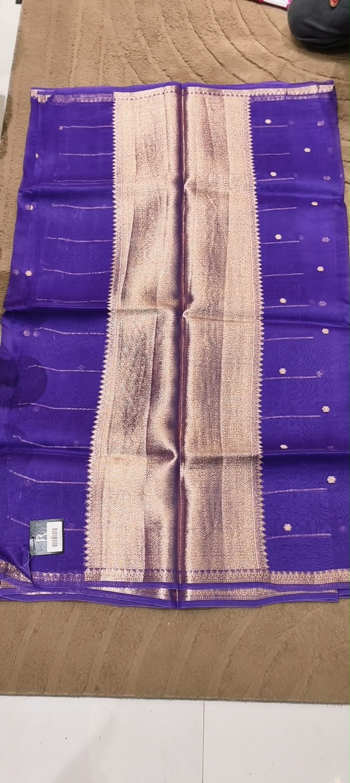 Kora Moti Buti Banarasi Silk Royal Shade Saree with Classic Golden Handwoven Touch- 16548