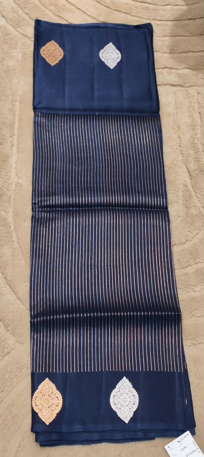 Classic Kora Handloom Banarasi Saree with Fine Zari Stripes and Rich Woven Pallu- 16550