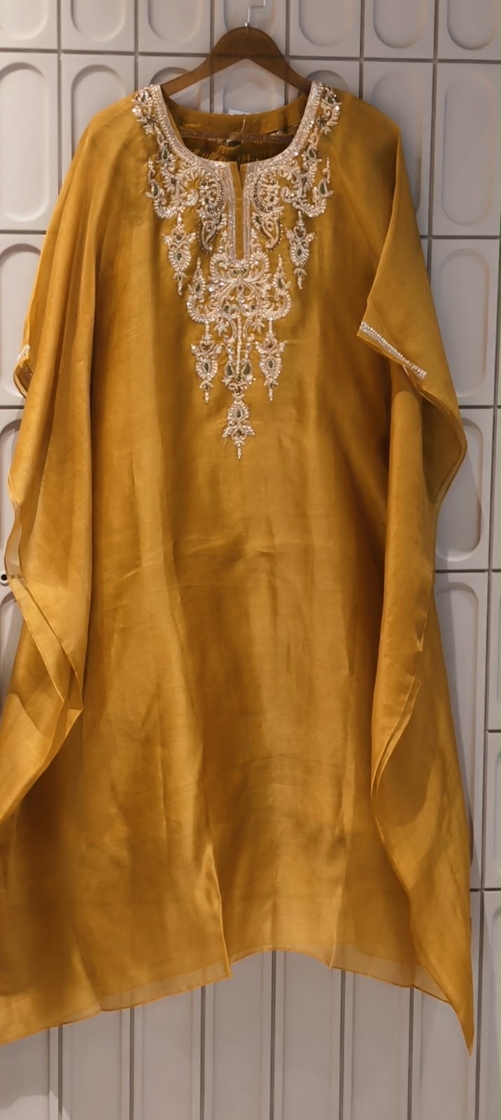 Tissue Elegance Premium Hand Embroidery Yoke Party Wear Kaftan With Matching Bottom- 16620