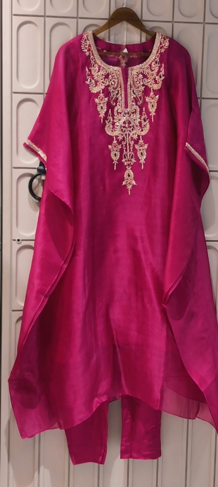 Tissue Elegance Premium Hand Embroidery Yoke Party Wear Kaftan With Matching Bottom- 16620
