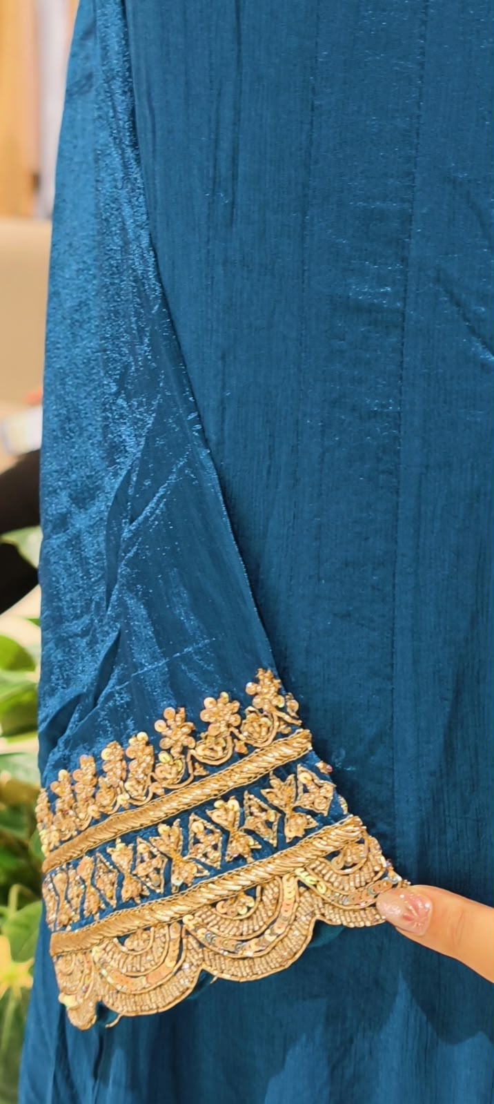 Premium Chinon Floral Sequin Scalloped Bordered Heavy Flared Anarkali Suit With Matching Dupatta- 16623
