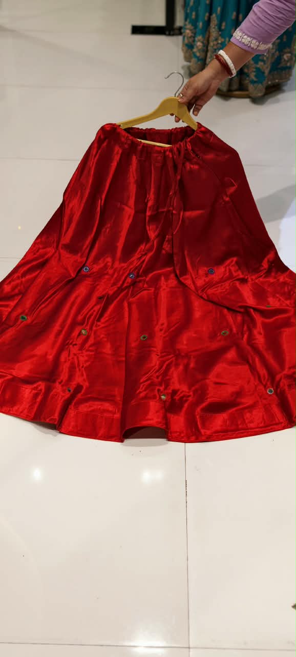 Gajji Silk Butter Soft Shiny Flared Skirt With Real Mirror Multicolor Thread Embroidery Upwork-