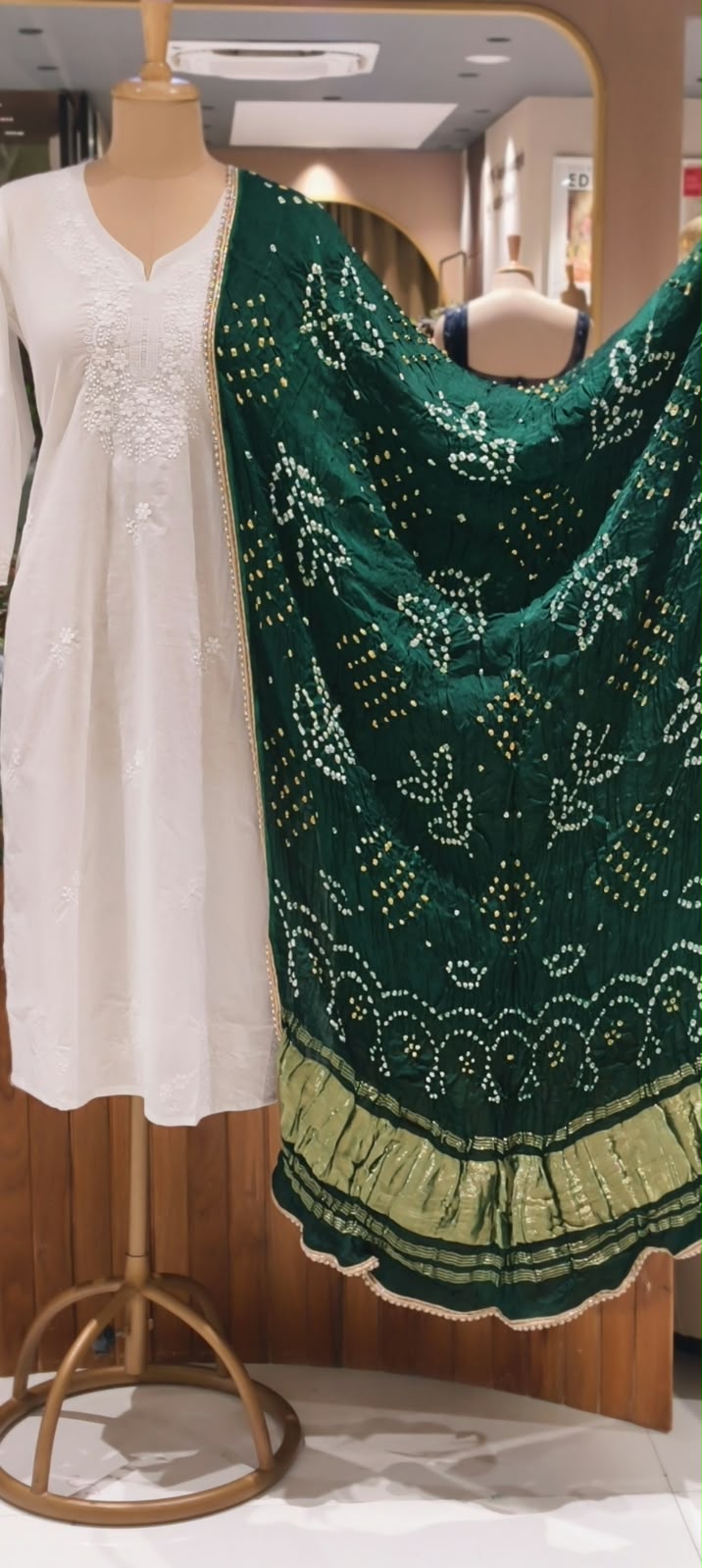 Crush Gajji Silk Bandhani Print Dupatta With Golden Borders Touch- 16631