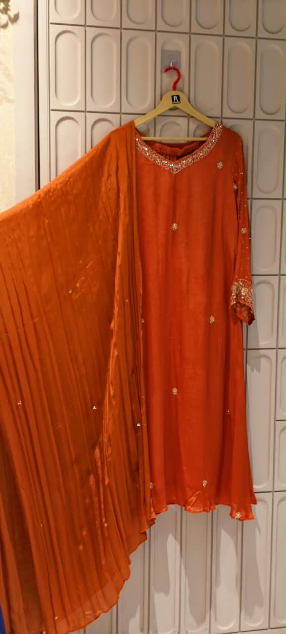 Elegant Celestial Sprinkle Shimmer Work Chinon A-Line Rustic Full Suit Set With Dupatta- 16570