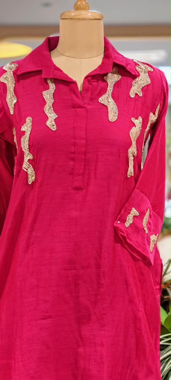 Sequence Abstract Embroidery Mulchanderi Co-Ord Set-16659