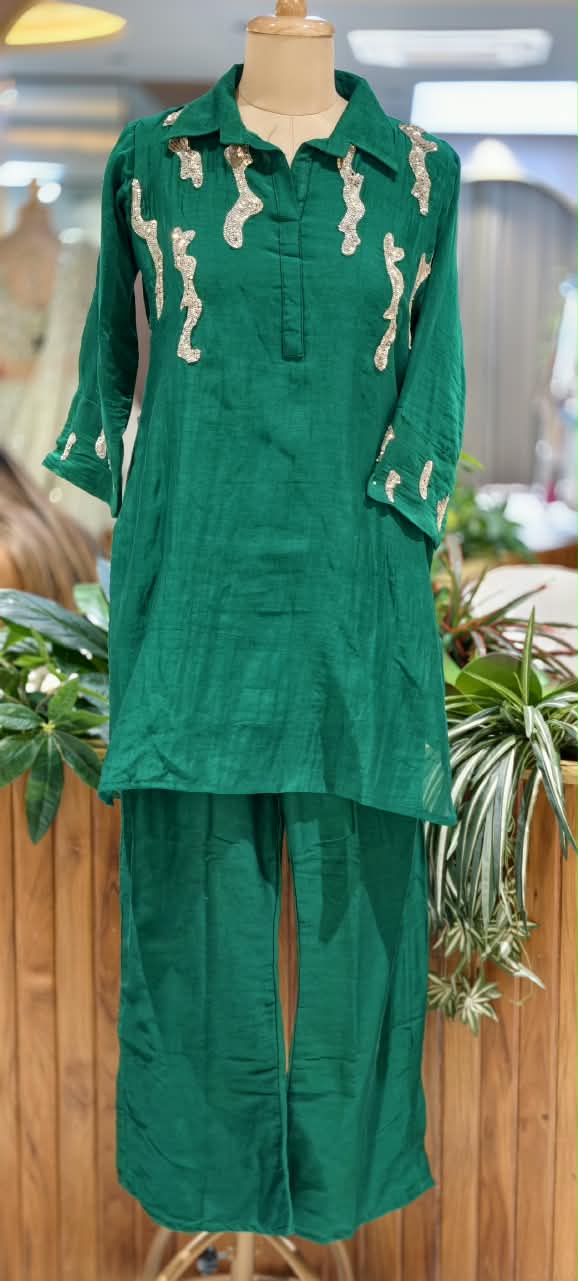 Sequence Abstract Embroidery Mulchanderi Co-Ord Set-16659