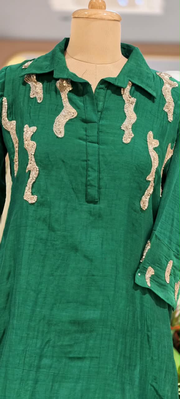Sequence Abstract Embroidery Mulchanderi Co-Ord Set-16659