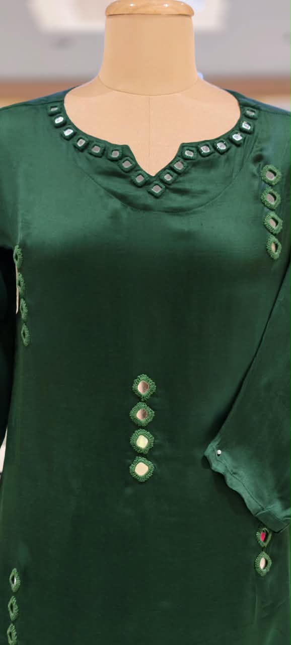 Real Mirror Solid Shade Gajji Silk Indo-Western High-Low Kurta with Dhoti Style Skirt- 16663