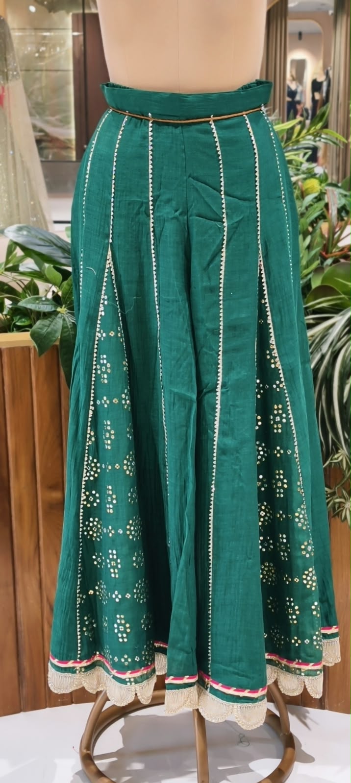 Pure Mul Chanderi Cut-Work Zardosi Embroidered Short Kurta with Flared Kali Panel Palazzo & Dupatta-16590