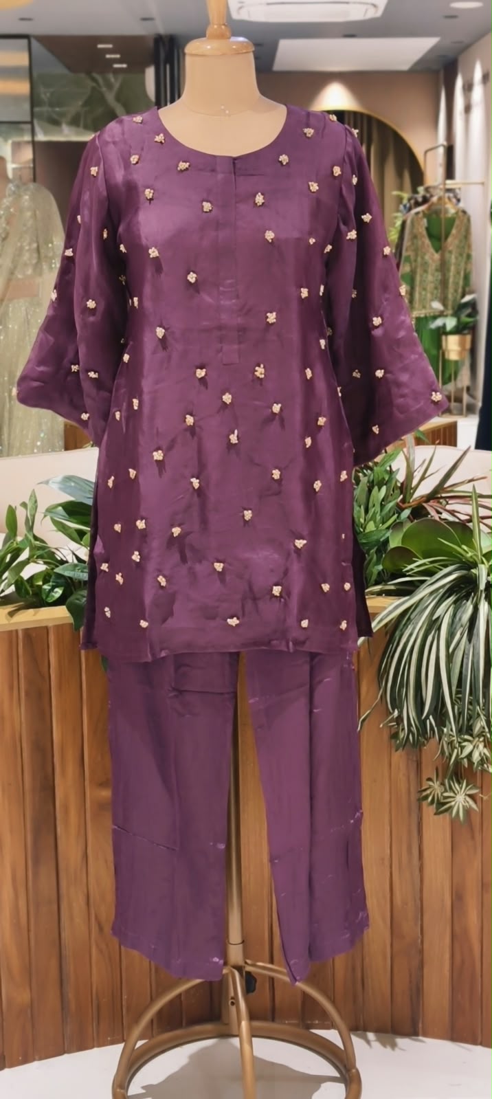 Designer Pure Organza Scattered Pearl Jewel Work Detailing Kurta with Bottom and Dupatta- 16728