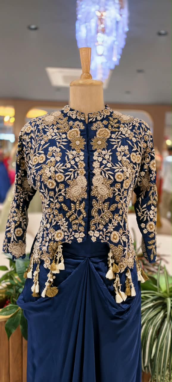 Premium Embroidered Cape Style Indo-Western with Intricate Detailing- 16752