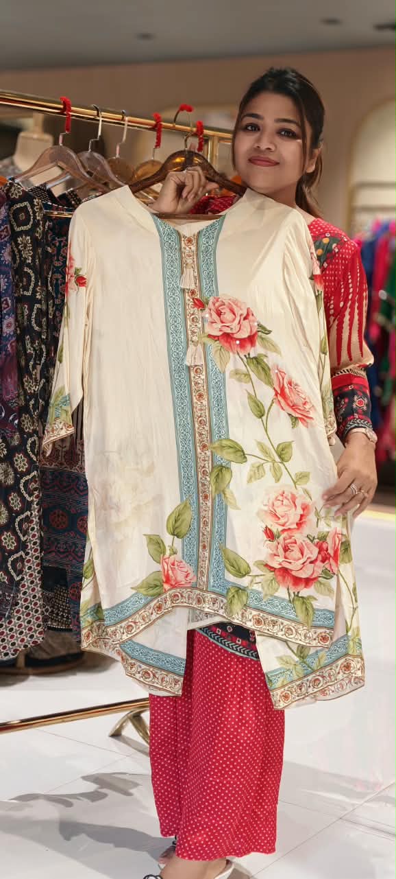 Digital Floral Subtle Print Flowy Crepe Casual Co-Ord Set- 15239