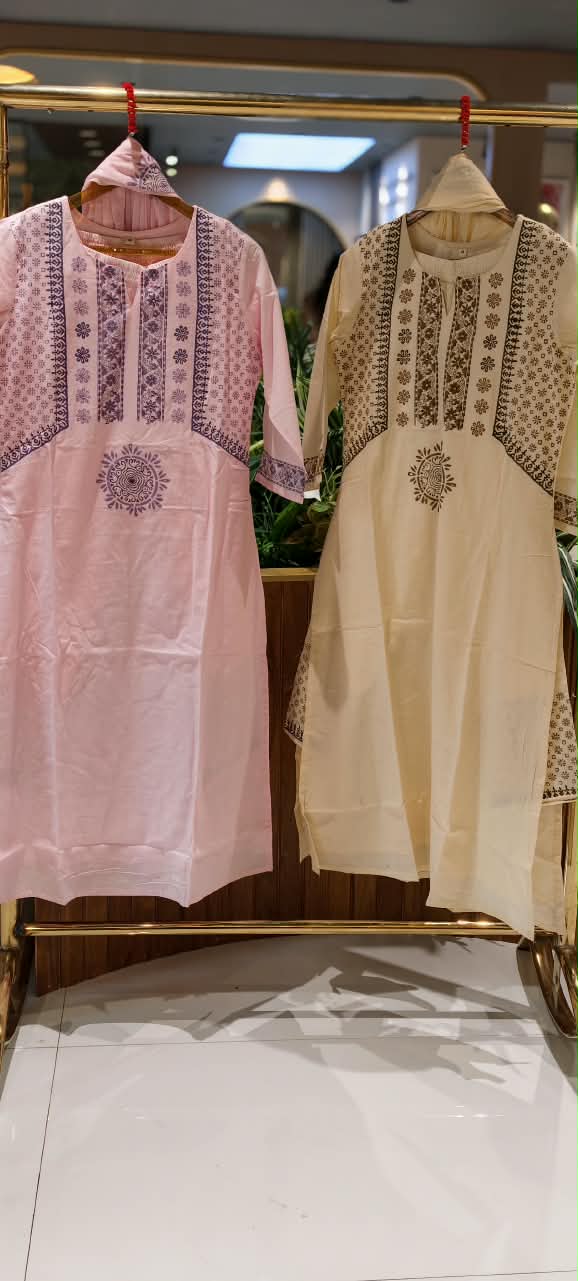 Soft Cotton Full Suit Set with Printed Borders and Matching Bottom With Dupatta- 16795