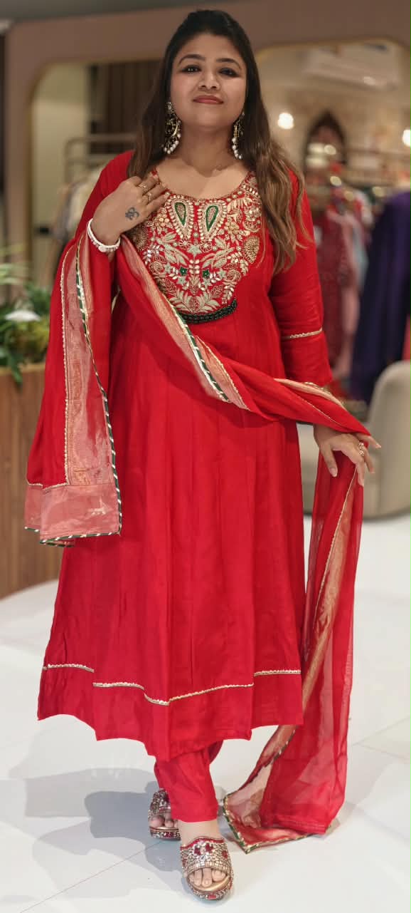 Grand Yoke With Rich Beaded Embroidery Russian Silk Panel Anarkali Full Suit Set With Dupatta- 16889