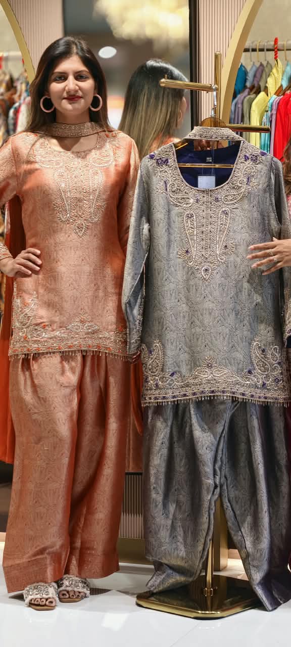 Weavin Banarasi Kurta With Farshi Bottom Set with Intricate Zari Embroidery & Elegant Paisley Border Work- 16963