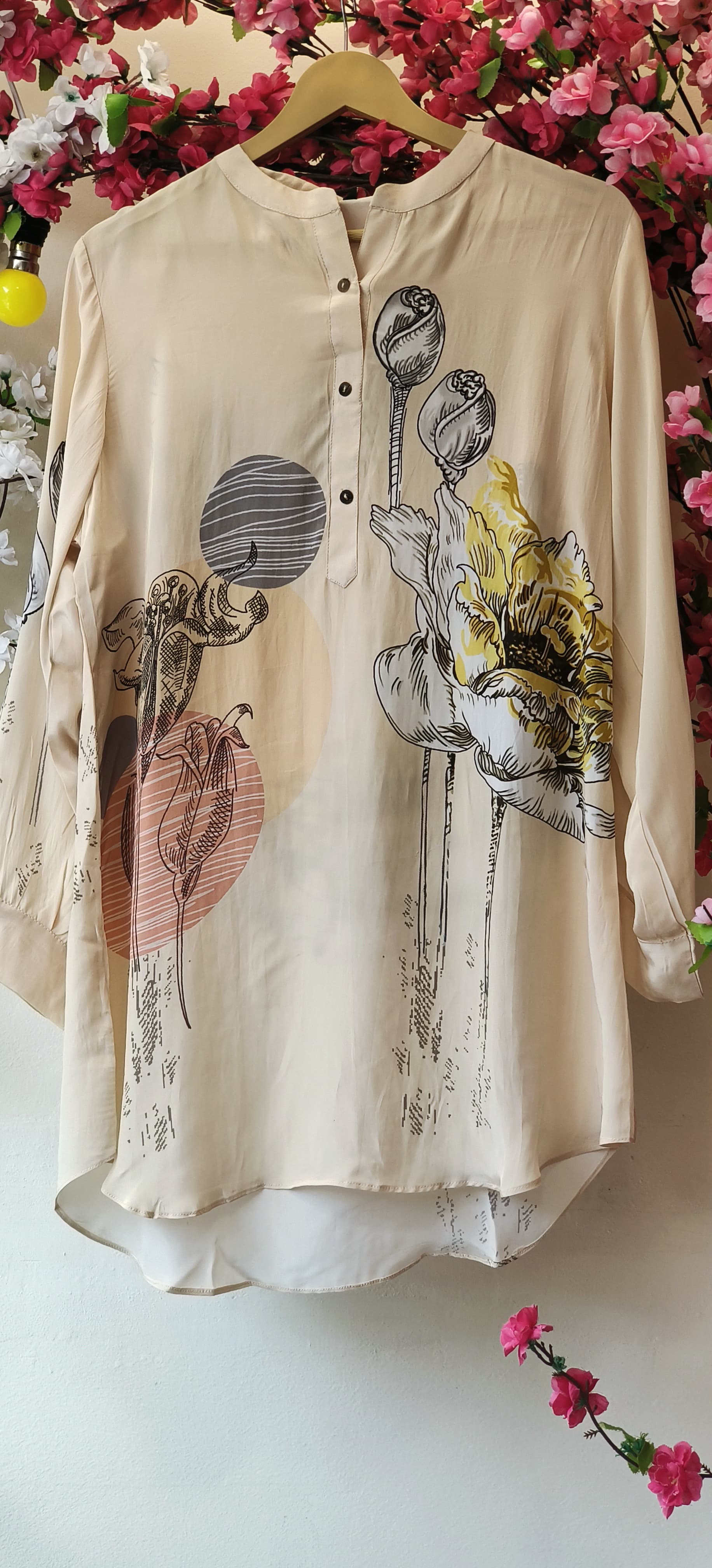 Beautiful crape Light Pastel Shade floral printed shirt-0