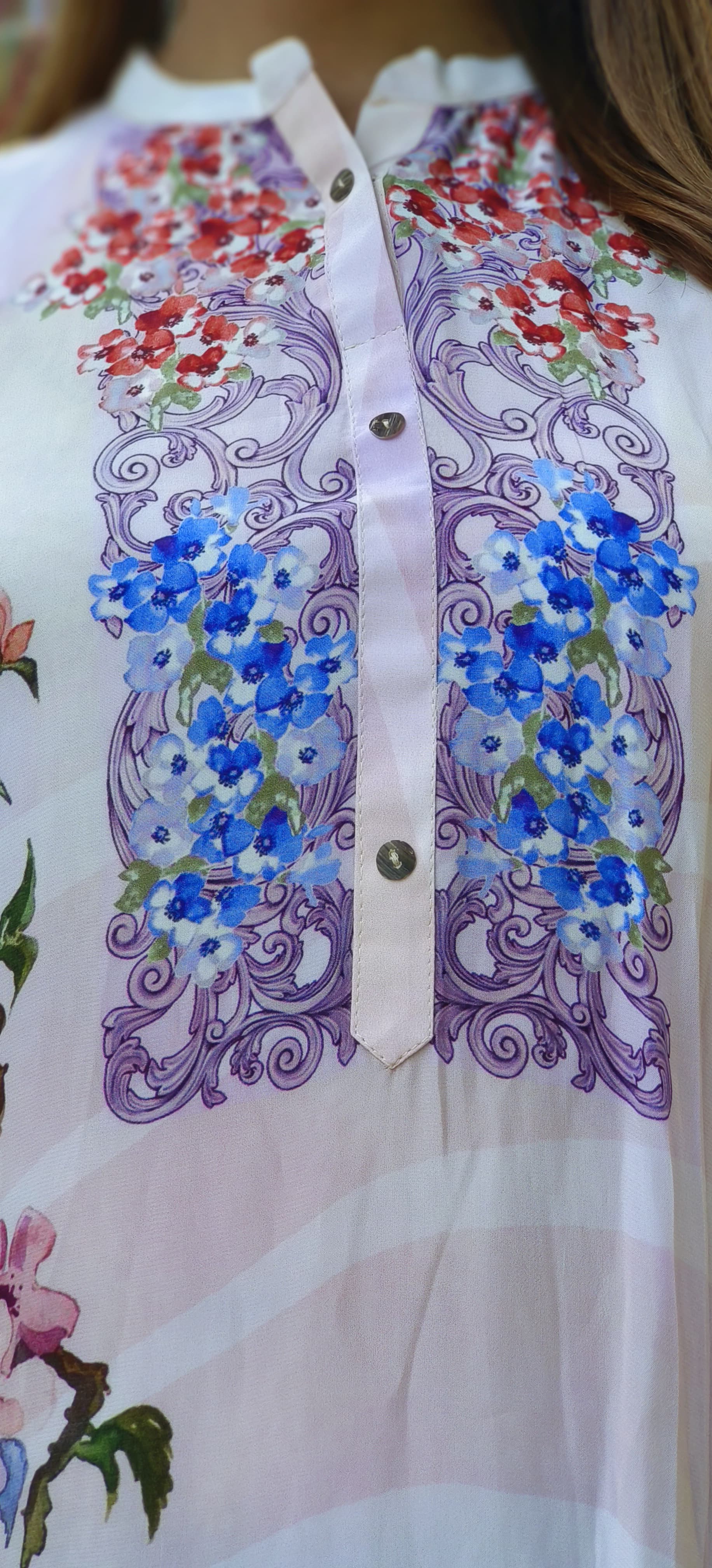 Beautiful Light Pastel Shade crape floral printed shirt-0