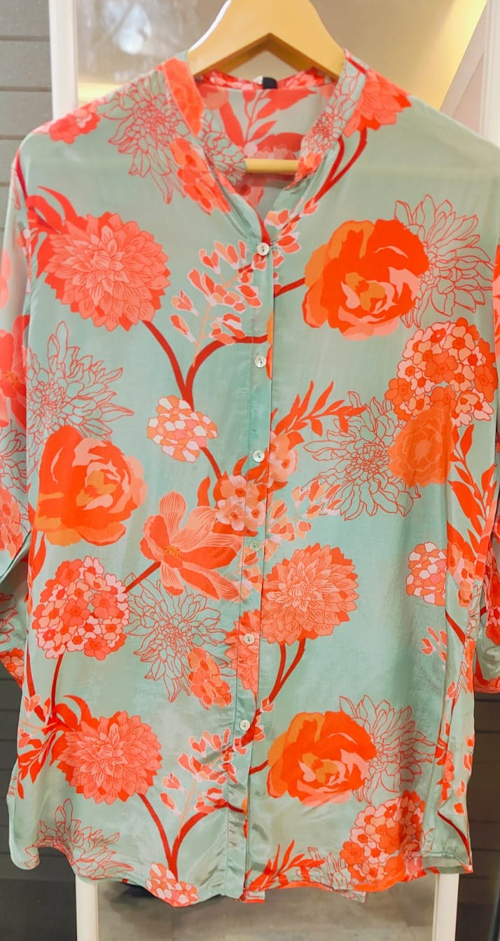 Beautiful Floral Printed Crape Shirt-06002-06001