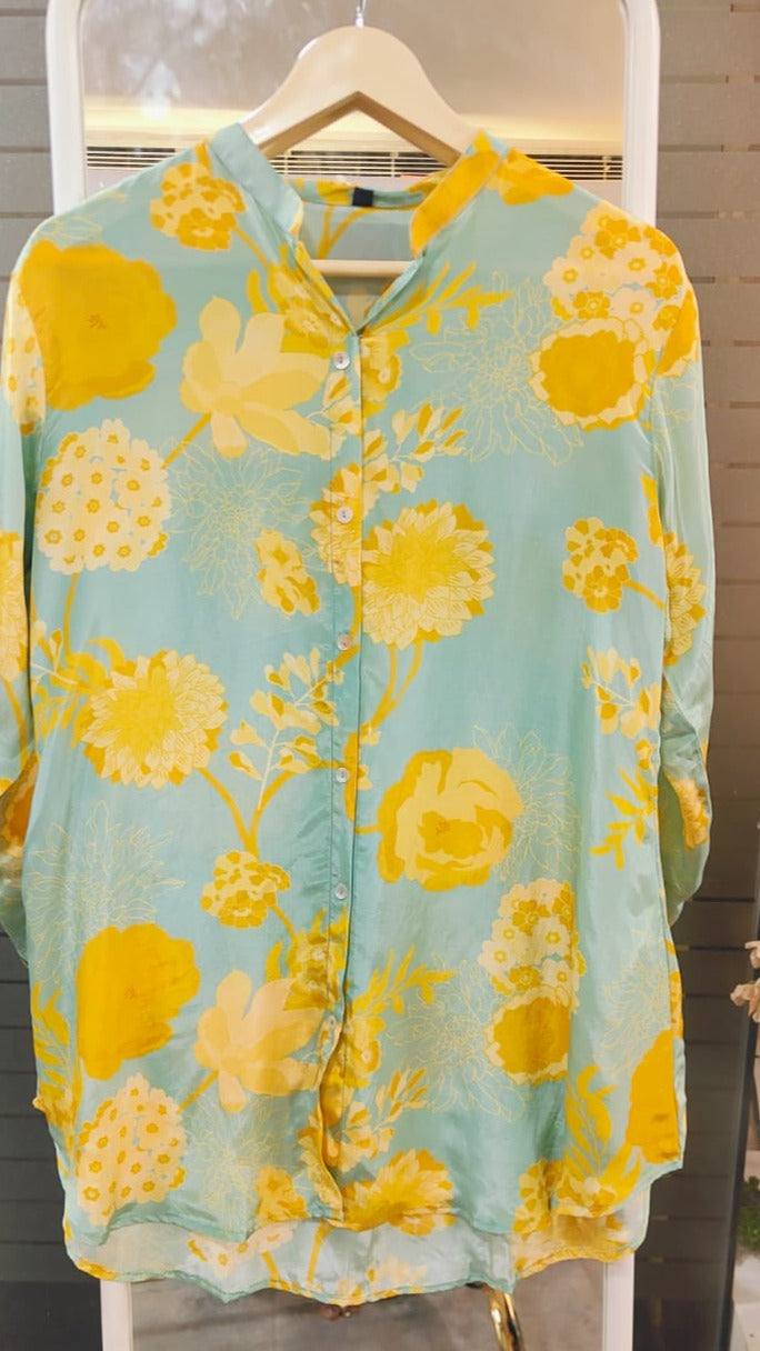 Beautiful Floral Printed Crape Shirt-06002-06001