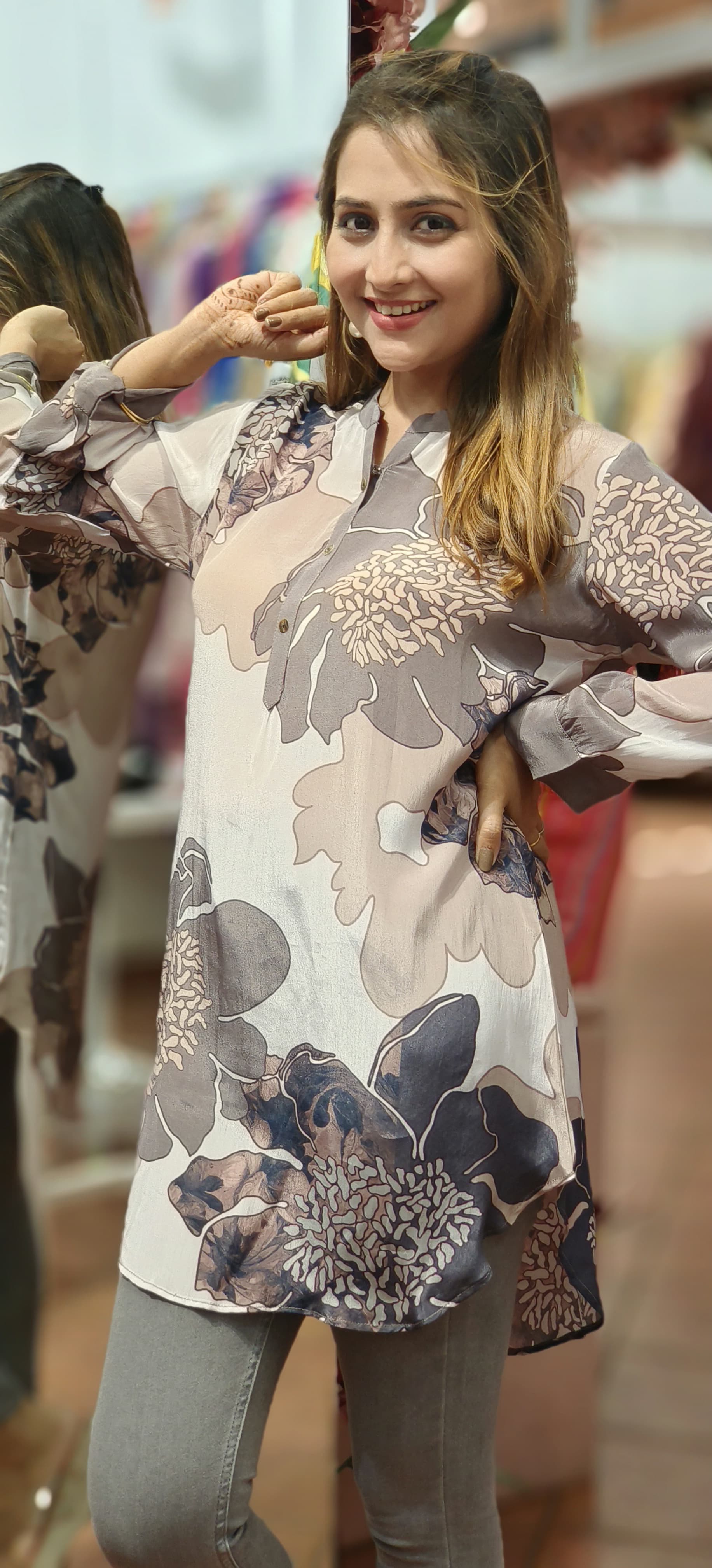 Beautiful crape floral printed shirt-05999-06000