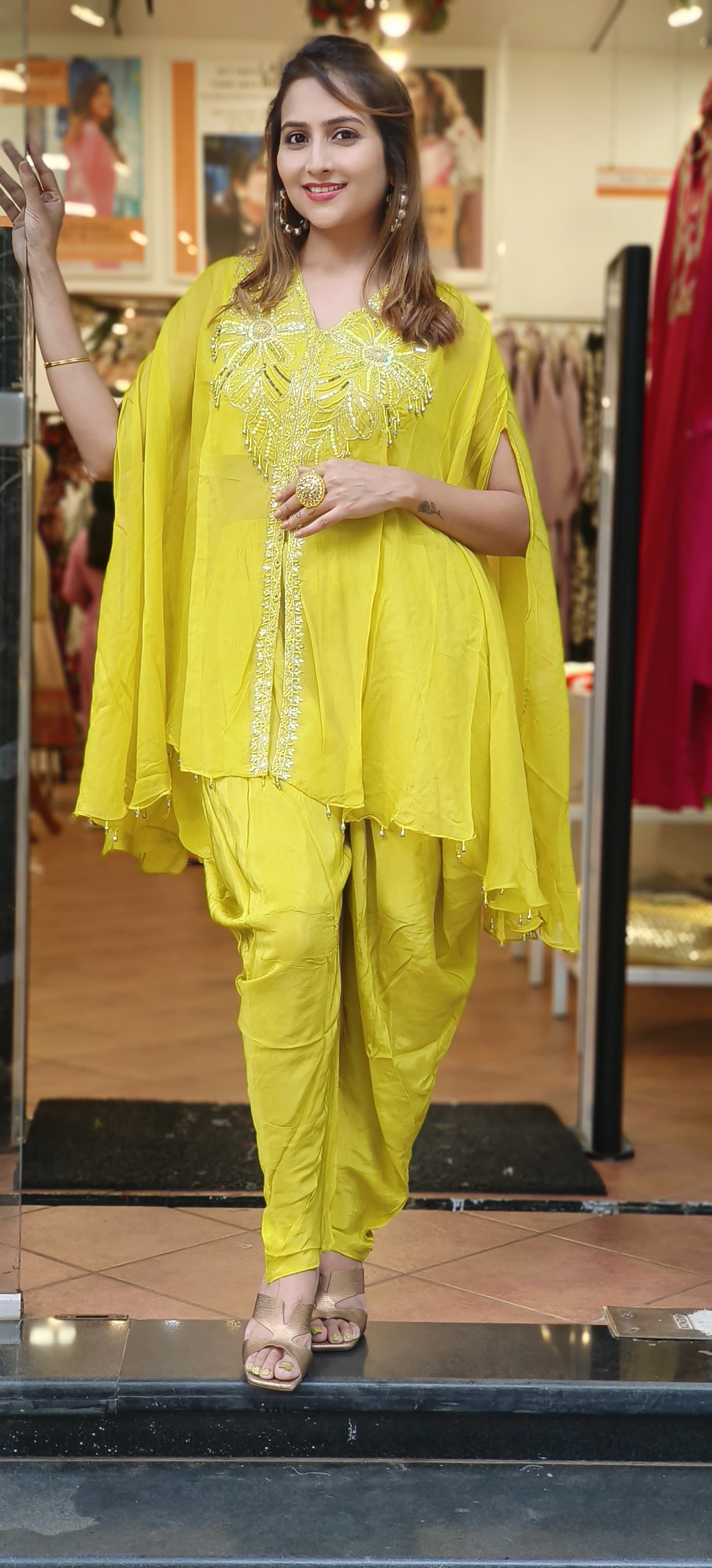 Beautiful Sequence And Cut Dana Work Organza Jacket With Dhoti Pant -06210