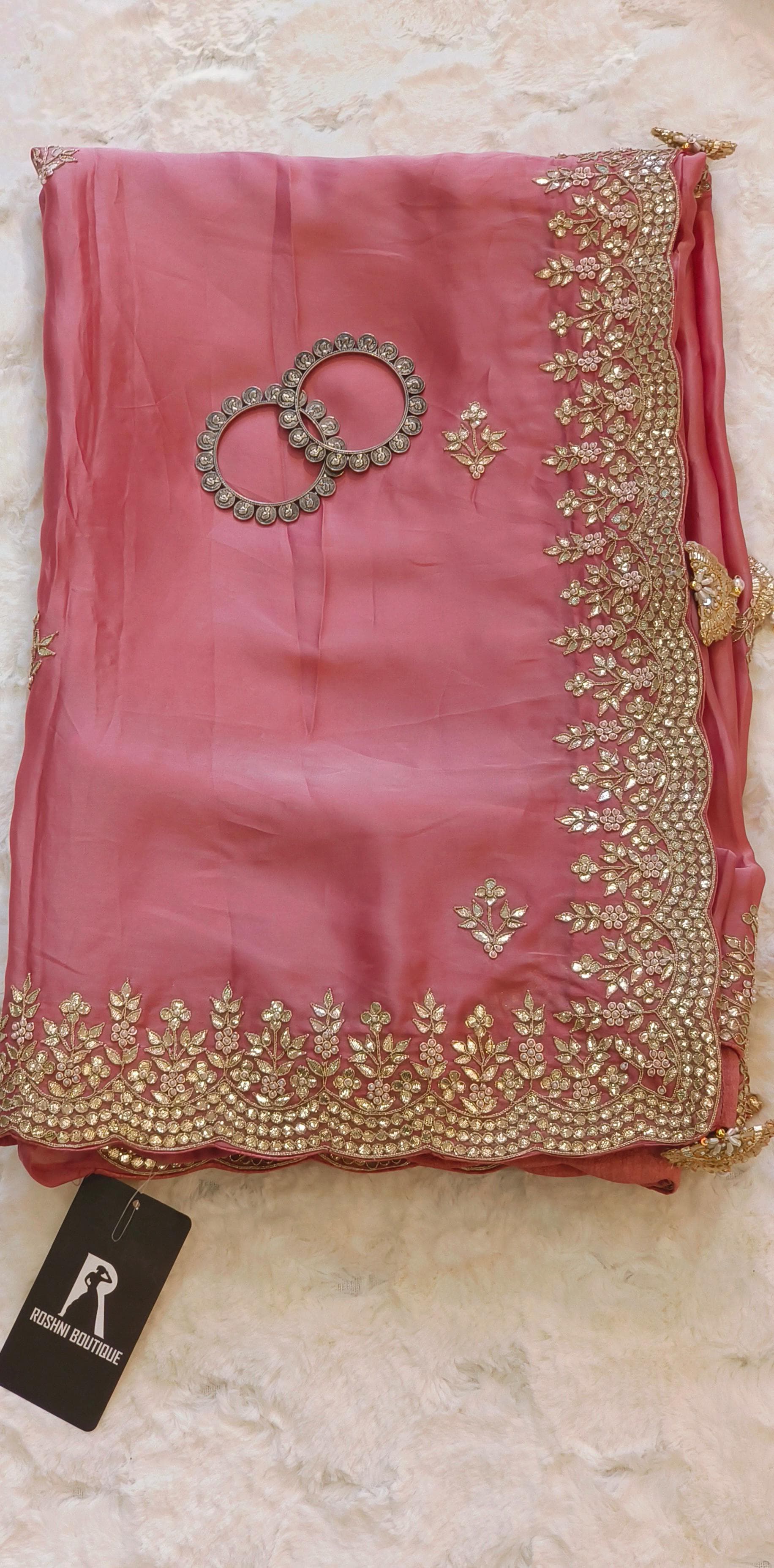 Pure Silk Satin Grand Saree With Unstitched Heavy Blouse DRYWASH-06230