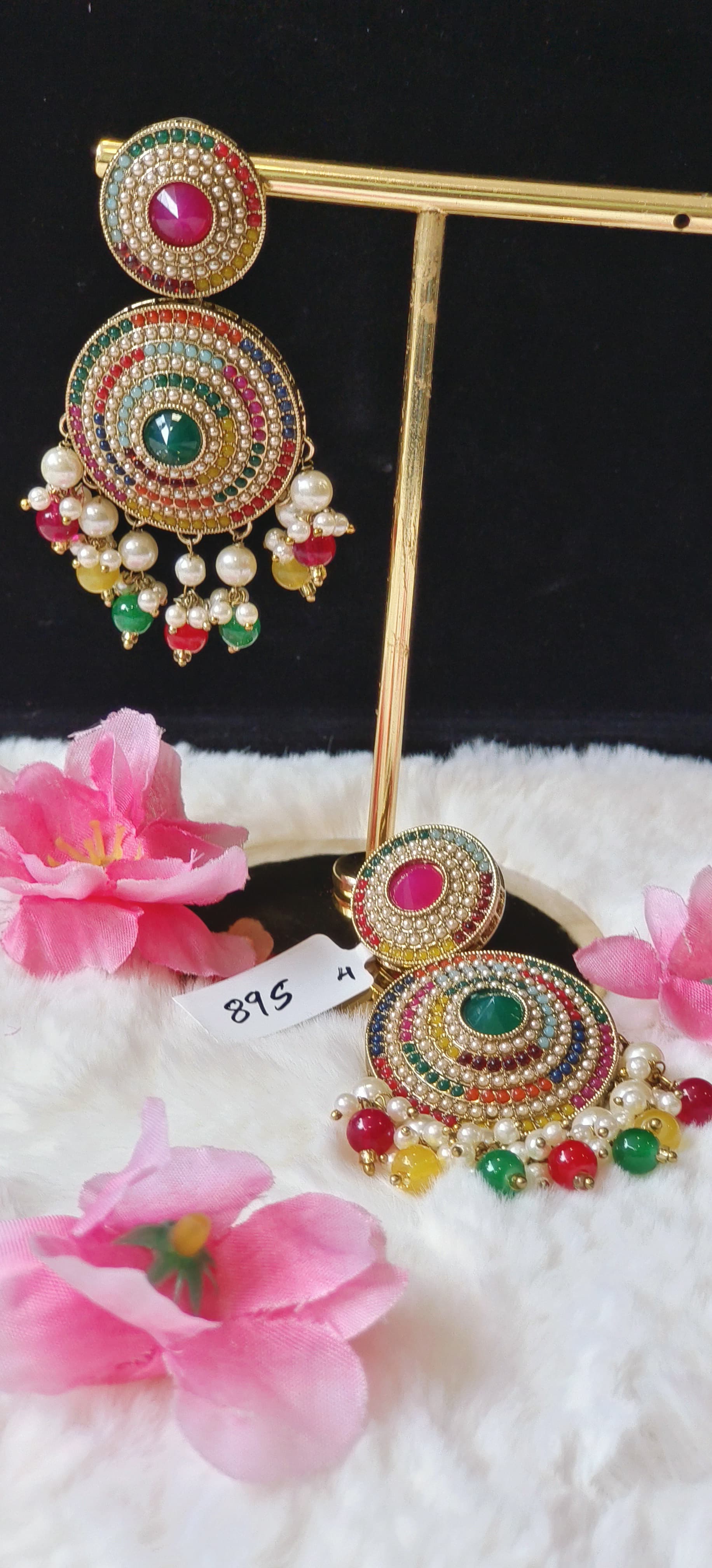 Fancy Pearl Jhumka With Beads-