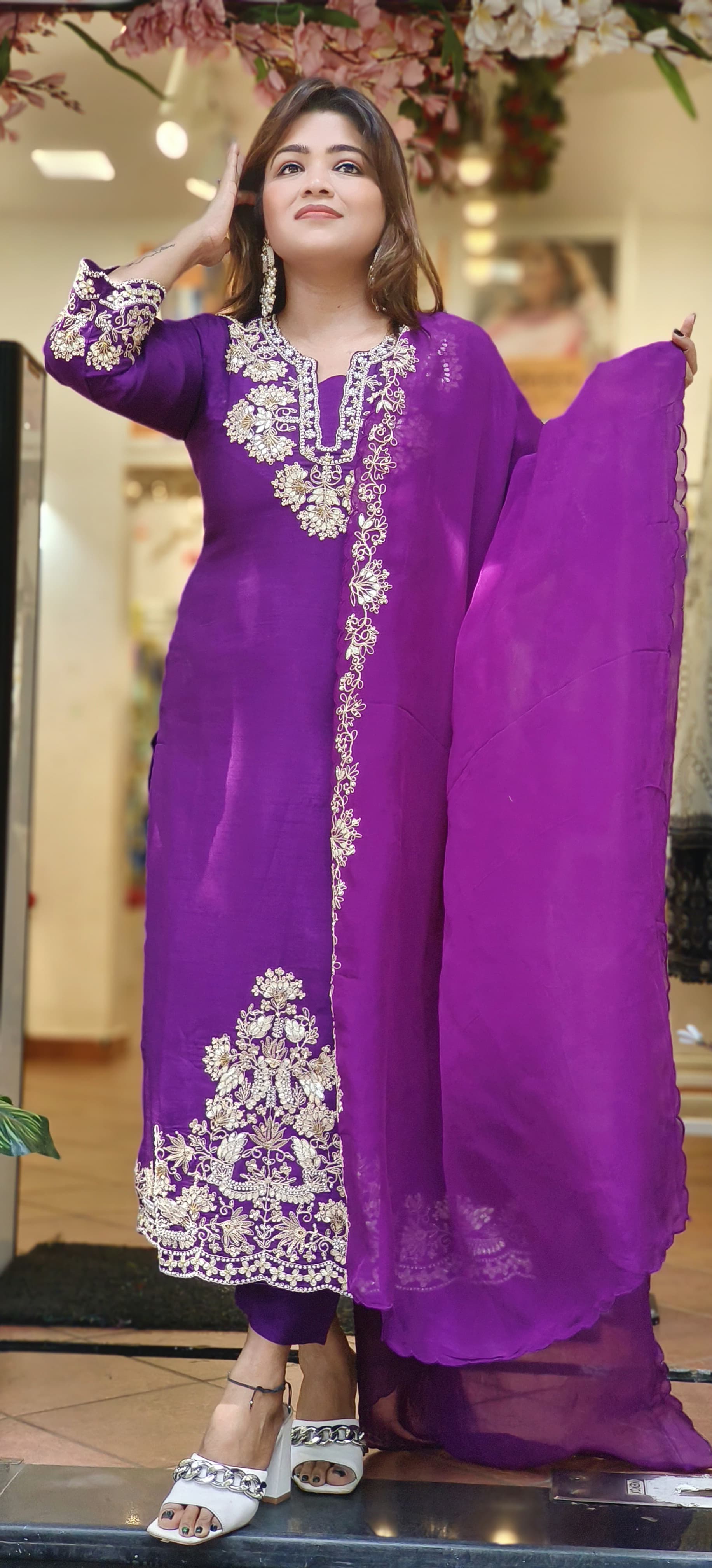 Beautiful Silk Gota Work Full Suit With Soft Organza Dupatta-06602-03