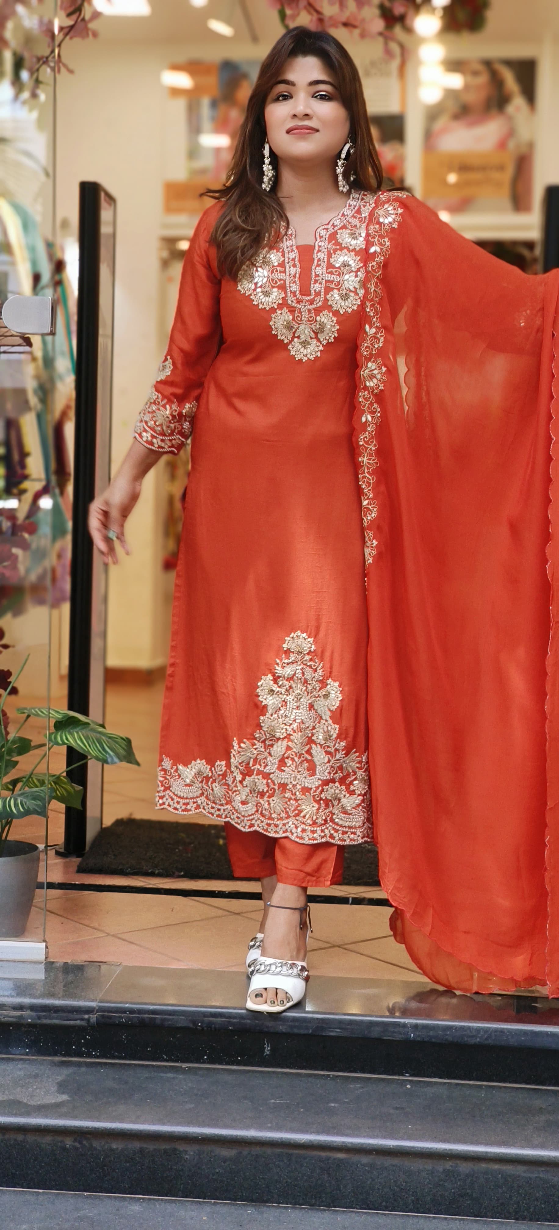 Beautiful Silk Gota Work Full Suit With Soft Organza Dupatta-06602-03