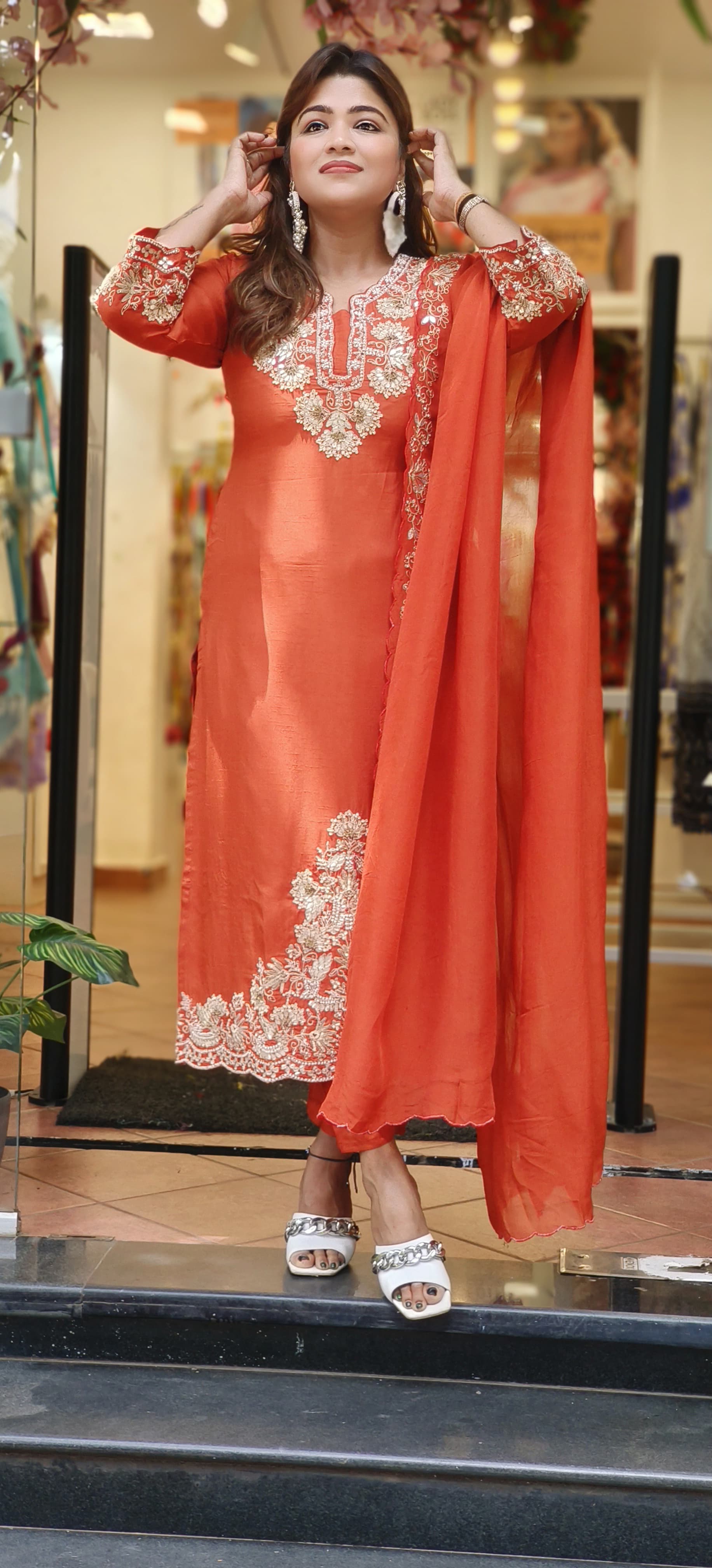 Beautiful Silk Gota Work Full Suit With Soft Organza Dupatta-06602-03