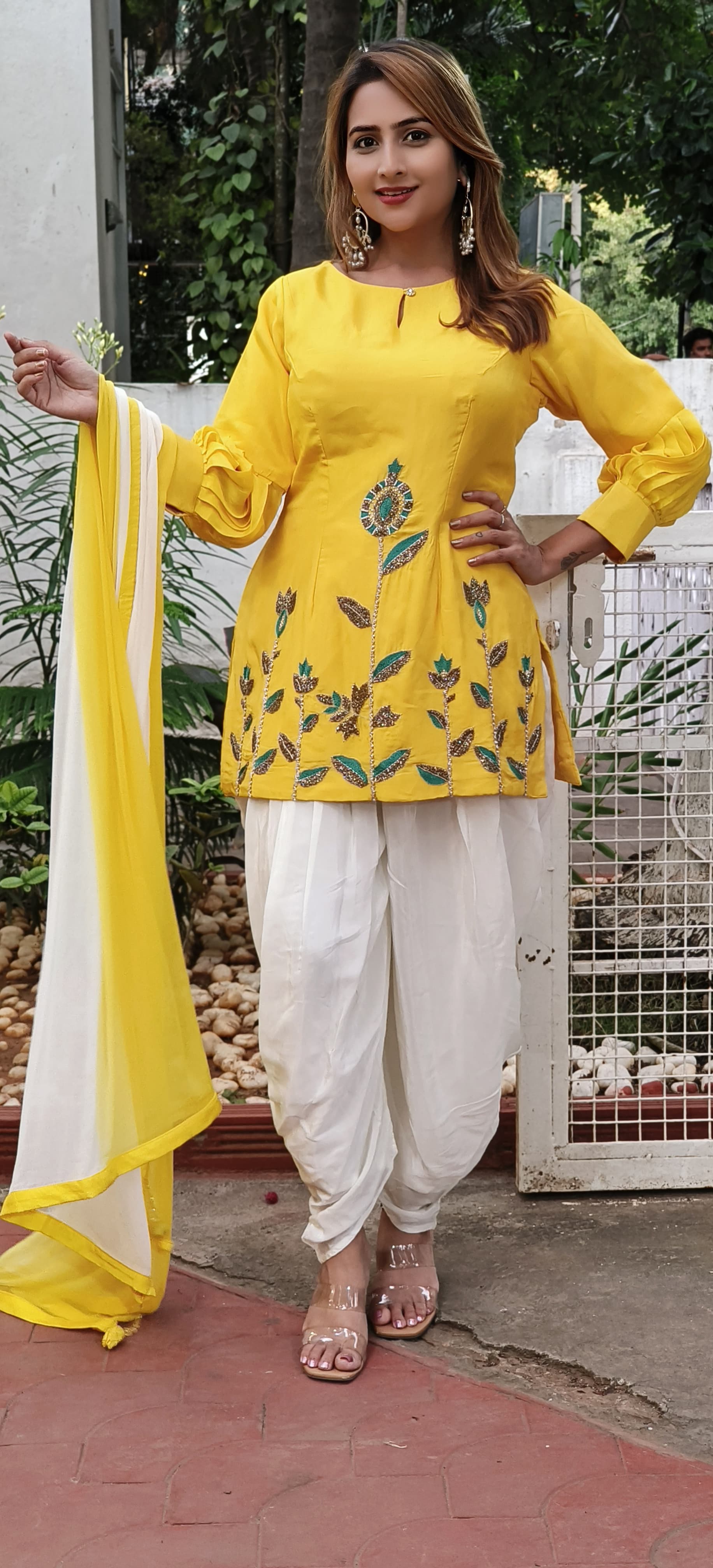 Short Kurta With Patiyala Pant With Shaded Dupatta DRYWASH