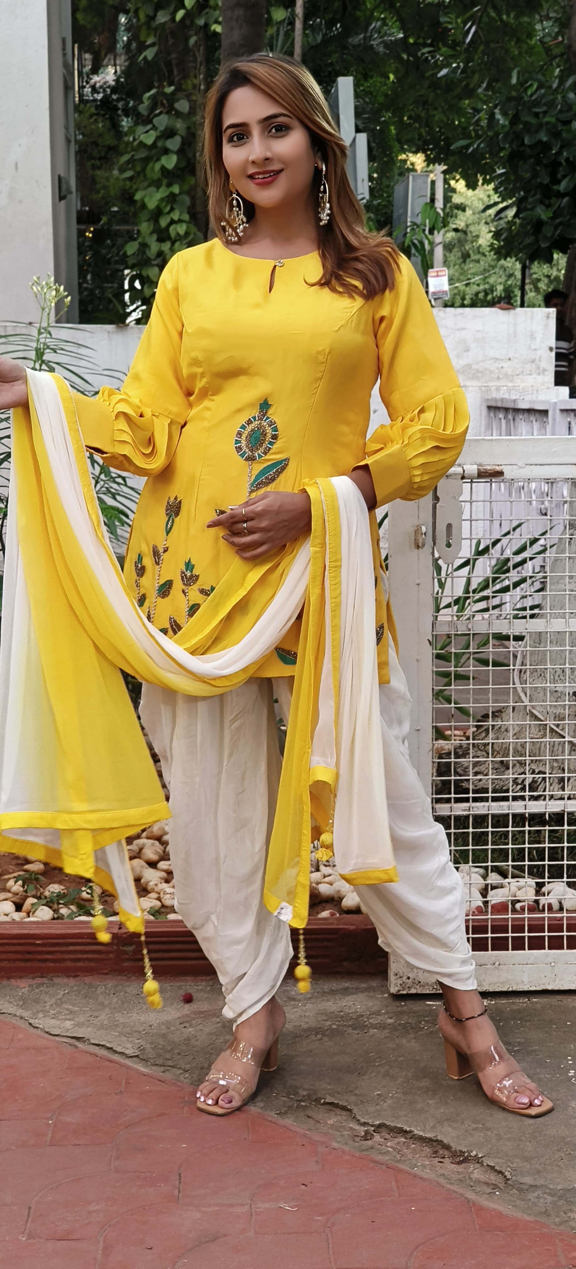 Short Kurta With Patiyala Pant With Shaded Dupatta DRYWASH