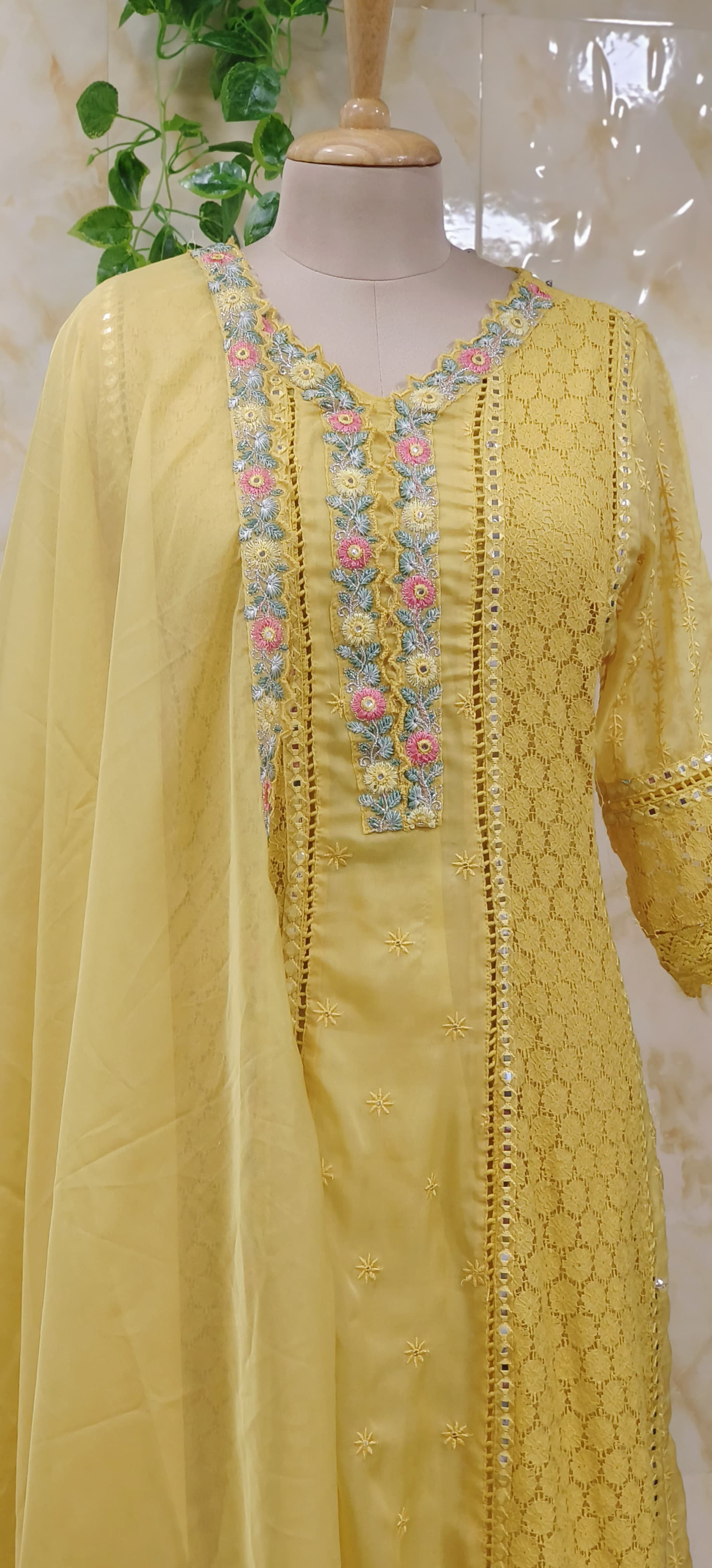 Embroidered Organza Lace Anarkali Full Suit Set-06800