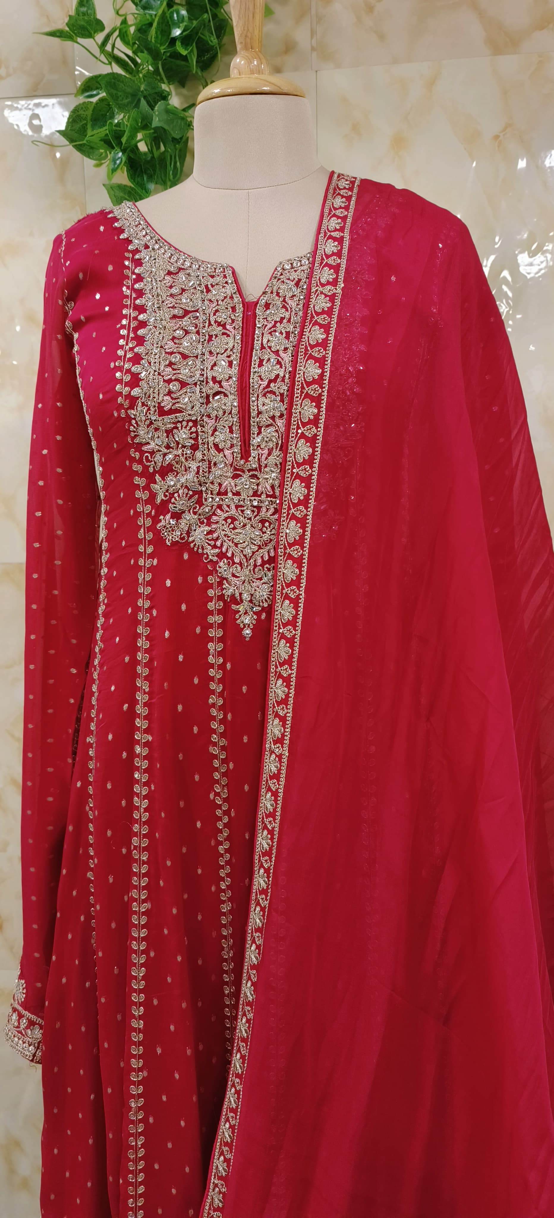 Heavy Designer organza Anarkali with Dupatta And Chudipant-06782